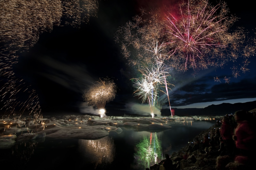 Fireworks Glacier Lagoon